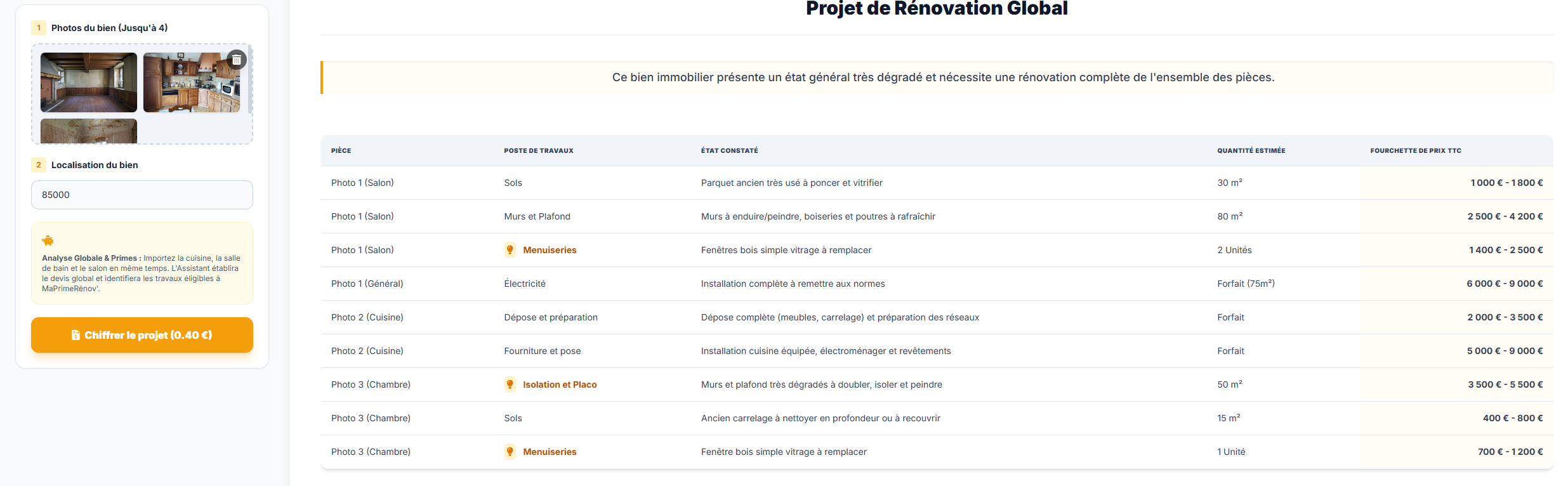 Résultat Application