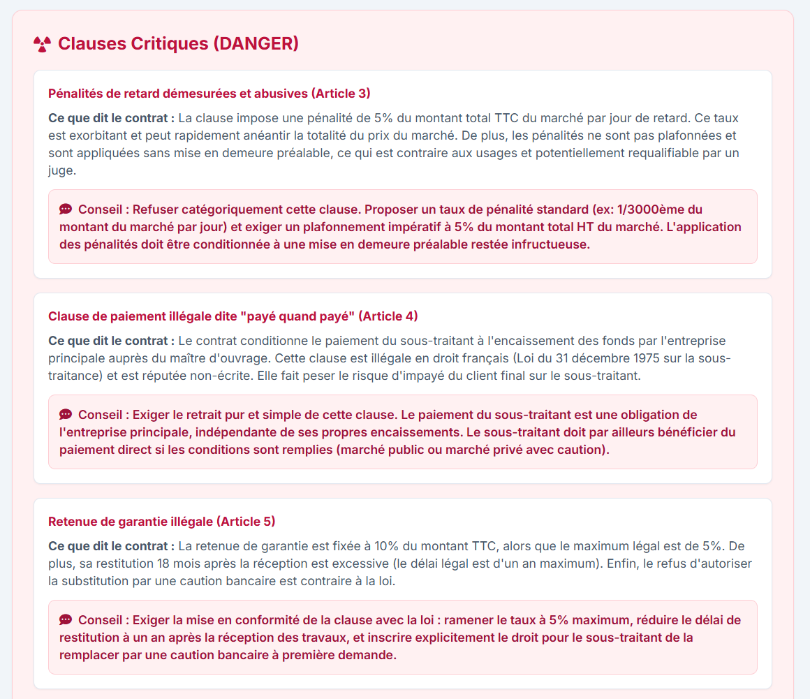 Suggestions de corrections juridiques par Klysia